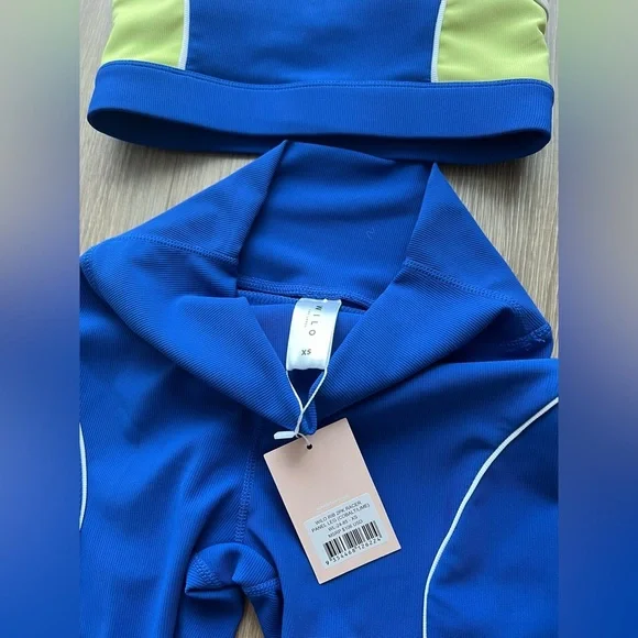 Anthropologie Wilo The Label Pink Ribbed 2 pc Activewear Brand NWT blue - Picture 6 of 6